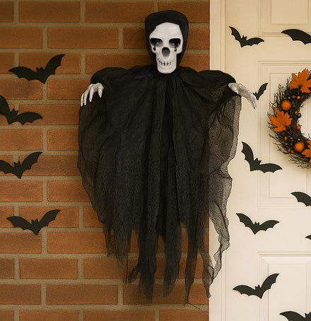 Decoratiune schelet halloween, Zola, agatatoare, 70 x 60 cm, negru