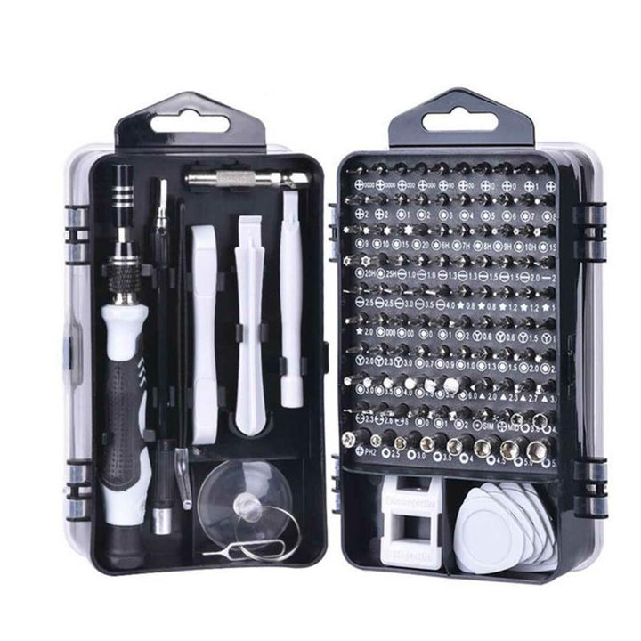 Trusa dubla de surubelnite multifunctionala, Zola®, 115 in 1 piese, cutie de depozitare din plastic, 18x11x5 cm, neagra