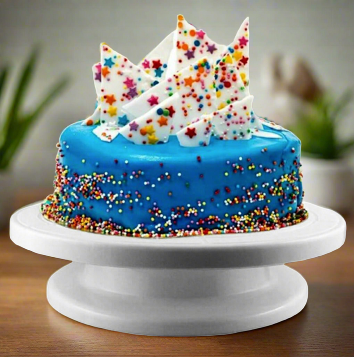 Platou rotativ, Zola, pentru ornare tort, din plastic, 27.5x7 cm, alb