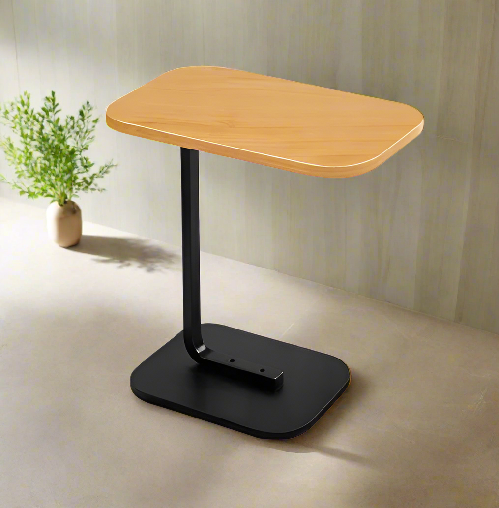 Masuta de cafea moderna, Zola, forma de C, cadru metalic, 40 x 30 x 60 cm, negru/maro