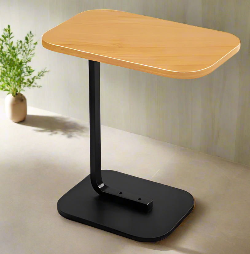 Masuta de cafea moderna, Zola, forma de C, cadru metalic, 40 x 30 x 60 cm, negru/maro