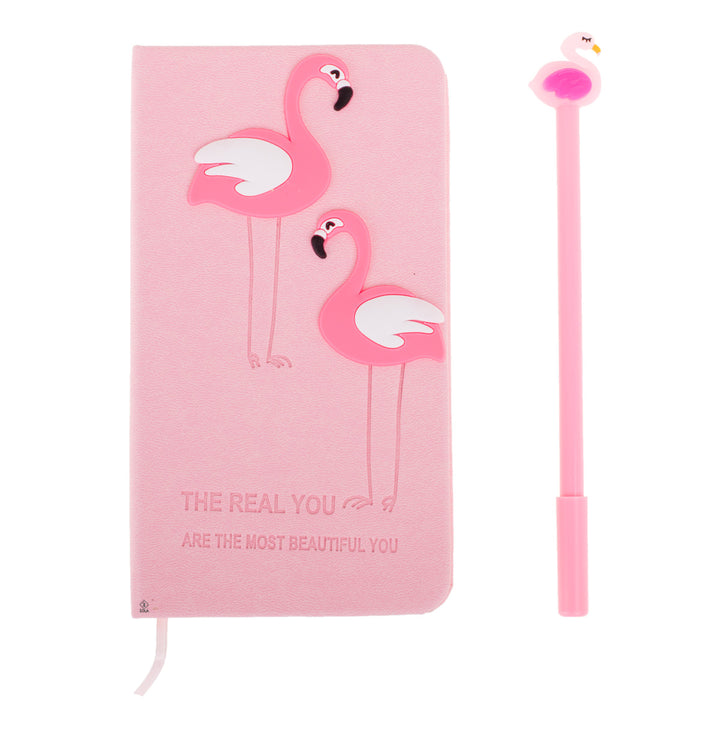 Agenda pentru copii cu flamingo, Zola®, pix inclus, 17.5x10.5x1.5 cm, roz