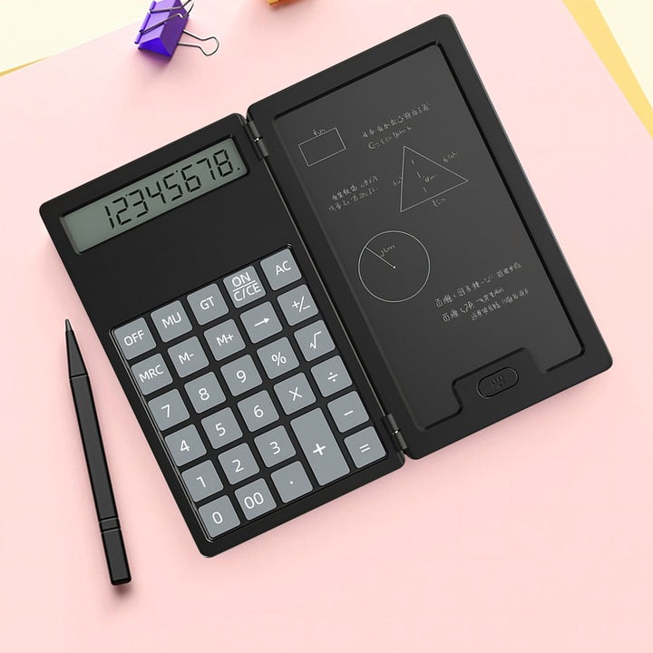 Calculator stiintific 2 in 1 cu notepad si stylus pen, Zola, LCD, buton stergere, 13.3 × 0.85 × 1.8 cm, alimentare baterii, negru