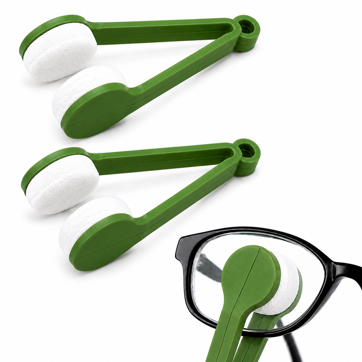 Set 2 instrumente pentru curatarea ochelarilor, Zola®, cu microfibra, verde