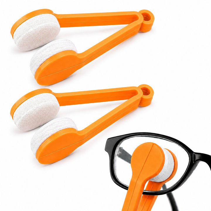 Set 2 instrumente pentru curatarea ochelarilor, Zola®, cu microfibra, portocaliu