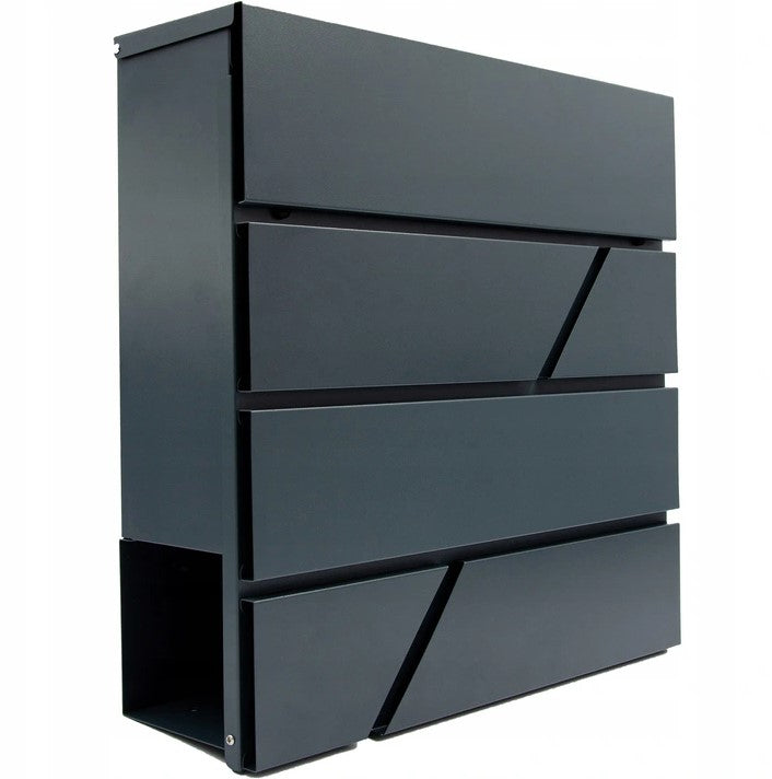 Cutie postala, Zola®, metal, cu loc pentru ziar, antracit, model abstract, 10x37x36,7cm
