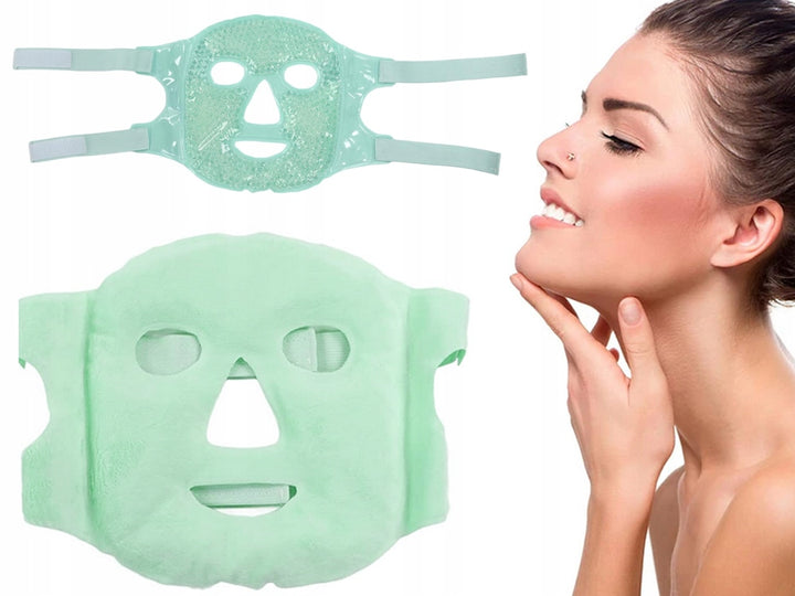 Masca racoritoare cu gel pentru fata, Zola®, efect dublu incalzire si relaxare, 20x17 cm, verde