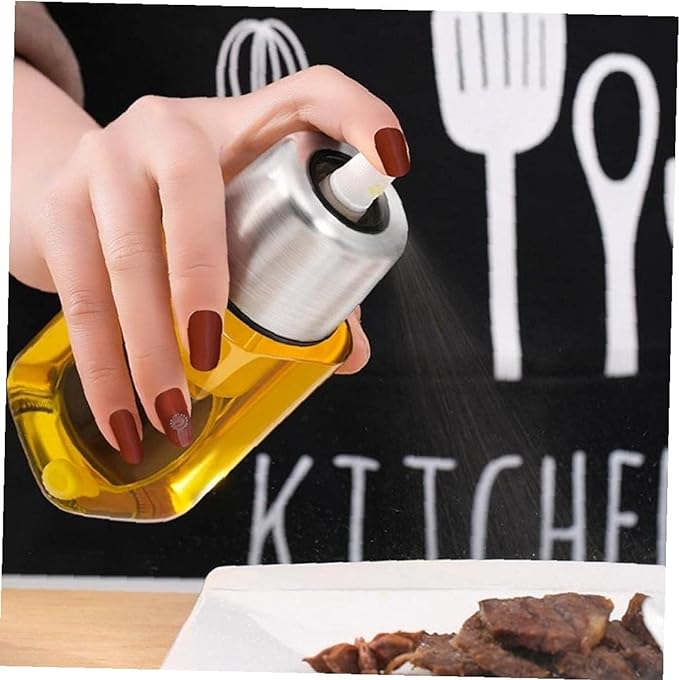 Pulverizator spray pentru ulei/otet, Zola®, din sticla, reutilizabil, 180 ml, 15x5.5x5.5 cm, argintiu
