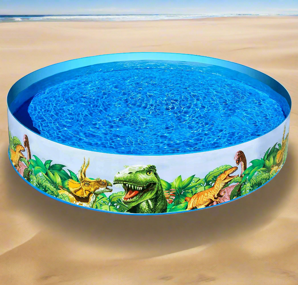Piscina cu perete rigid DinosaursBlue, 1.83 x 0.38m, perete din PVC, podea de vinil