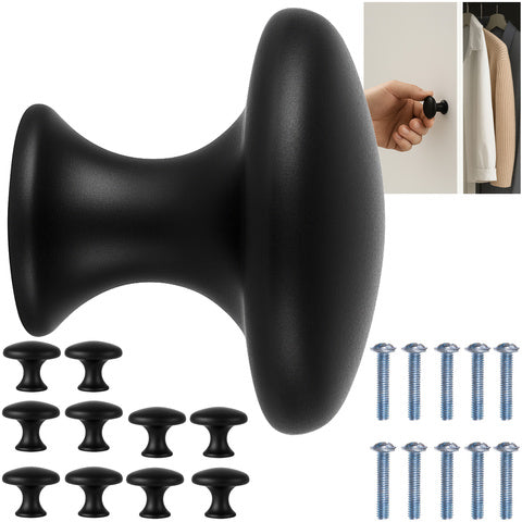 Set 10 manere pentru mobilier, Zola, versatile, pentru usi si sertare, accesorii montare incluse, 3 x 2.6 cm, negru mat