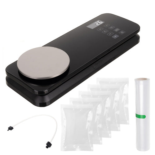 Aparat pentru vidat alimente 2 in 1 cu cantar, Zola, 120W, 9 l/min, 80 kPa, LCD, 6 moduri functionare, functie VAC, cutit glisant, 1 rola folie si 5 pungi vidat, negru