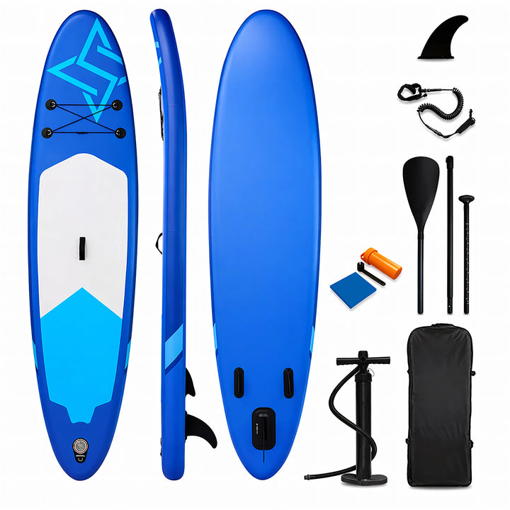 Set placa SUP gonflabila, Zola, 350 cm, cu vasla, pompa, aripioara detasabila, cordon siguranta, rucsac transport, suport 200 kg, kit reparatie
