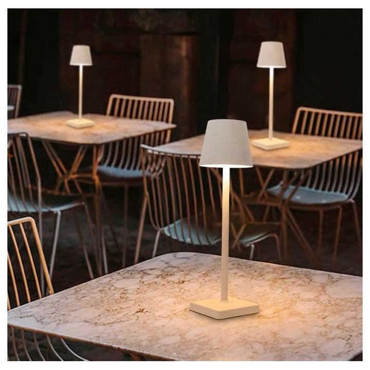 Lampa de noptiera, Zola®, luminozitate reglabila cu 3 nuante de culoare, LED, baterie 1500mAh, 3W, buton ON/OFF, 38x10.5 cm, gri