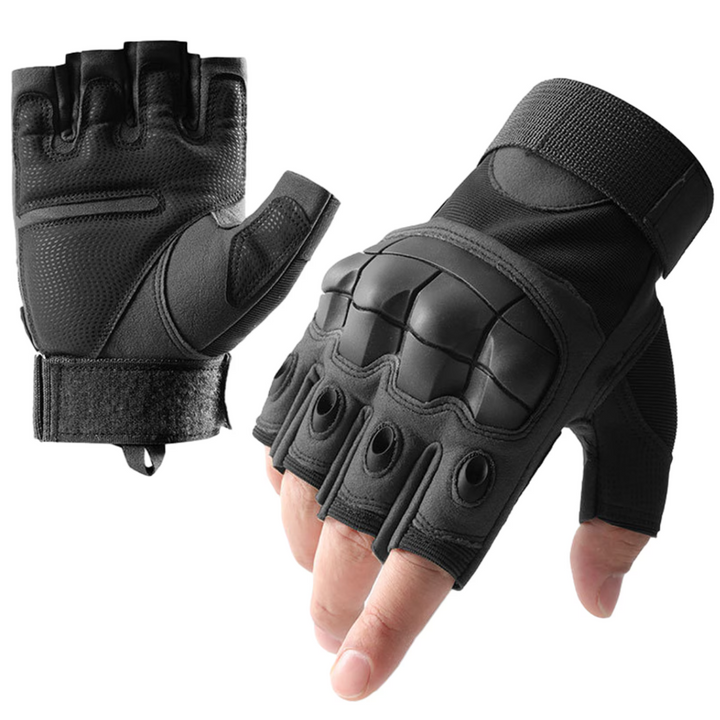 Manusi tactice fara degete, Zola, marimea L, protectie articulatii si incheietura, antiderapante, fixare velcro, negre