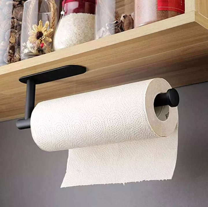 Suport adeziv pentru prosoape de bucatarie, Zola®, instalare fara gaurire, 14.5 x 4.5 cm, negru