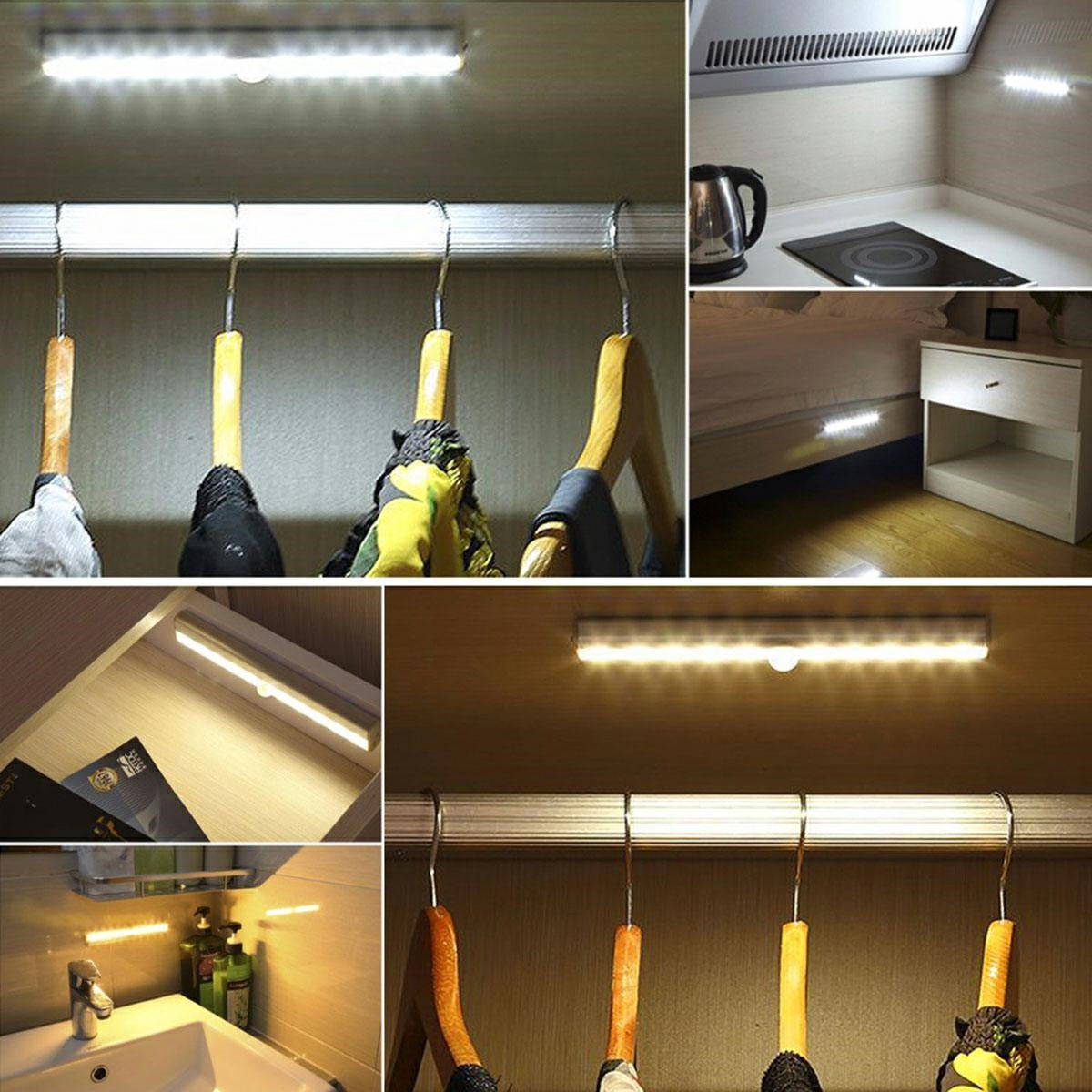 Lampa LED cu senzor de miscare si crepuscul, Zola, lumina rece, stingere automata, prindere magnet autoadeziv, alimentare baterii, 19 x 3 x 1.5 cm