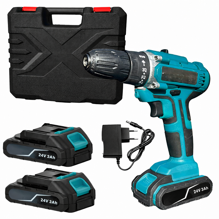 Masina de gaurit si insurubat, Zola, 2 acumulatori 3 Ah, 18 Nm, 1350 RPM, reglaj cuplu 25+1, mandrina 10 mm, LED, cu valiza, albastra