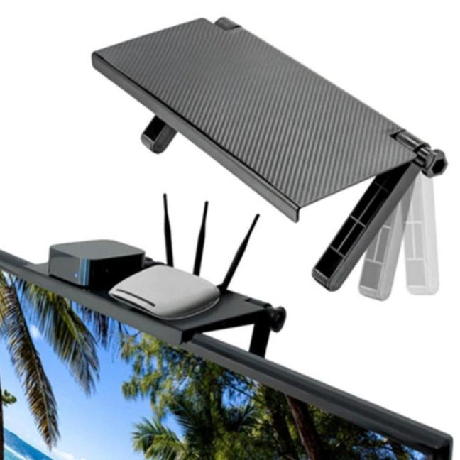 Etajera pentru TV sau Monitor , Zola®, ABS, reglabila, dimensiune 33 x 16.5 x 2.5 cm, neagra