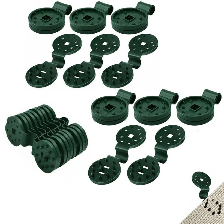 Set 20 cleme fixare plasa umbrire, Zola, 4 cm, rezistente UV, rotunde, verzi