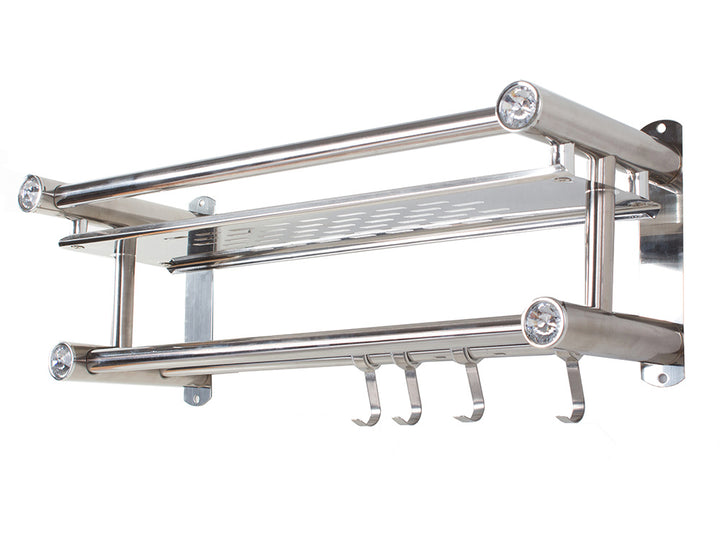 Raft de baie suspendabil, Zola®, din aluminiu, cu 4 umerase, argintiu, 39x15 cm