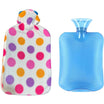 Perna pentru apa calda, Zola®, capacitate 1.7 l, din cauciuc cu husa pufoasa, alb buline multicolore