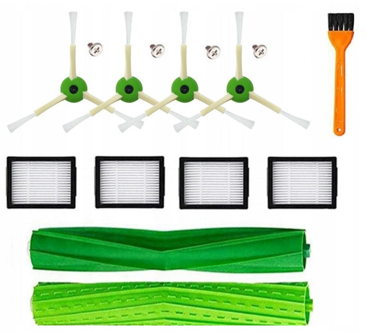 Set 15 accesorii pentru aspirator robot, Zola, 2 perii din cauciuc, 4 perii cu 3 brate, 4 filtre HEPA, 1 perie pentru curatarea filtrului, compatibil cu Roomba e 4/5/6, i 3/4/5/6/7/7+/8/8+, j7