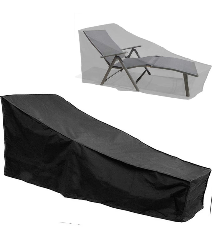 Husa sezlong gradina, Zola, impermeabila, fixare snur si catarama, protectie UV, 200 x 70 x 40/68 cm, neagra