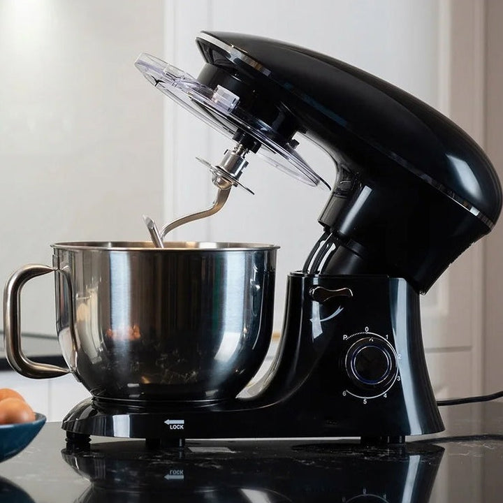 Mixer cu bol de 6.2l din inox, Zola, putere 2200 W, 3 accesorii, 6 viteze, protectie bol, negru