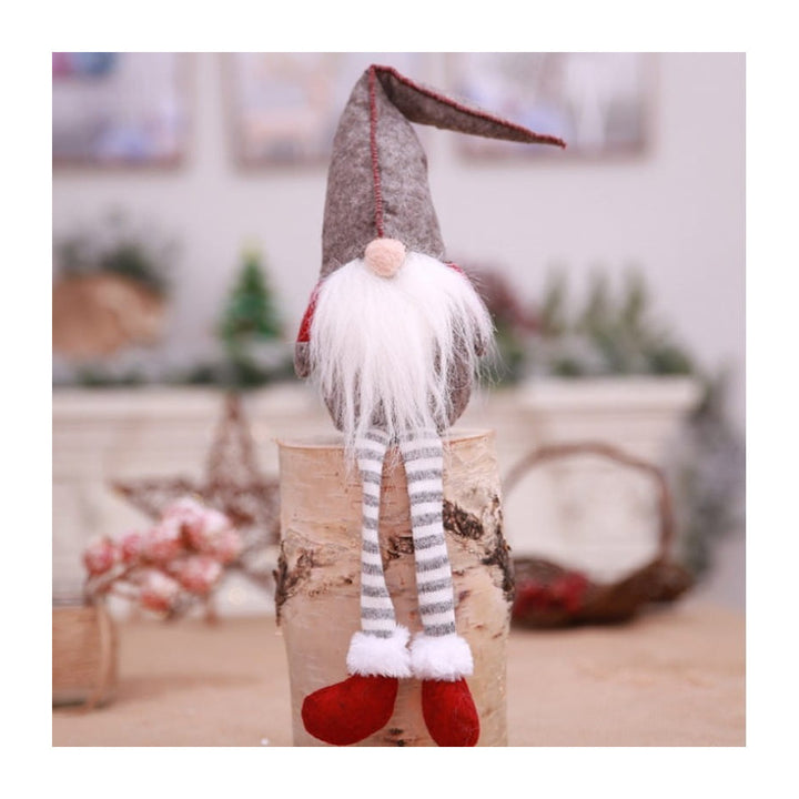 Figurina decorativa, pentru Craciun, Zola®, Spiridus, picioare lungi, 50x14 cm, gri cu rosu