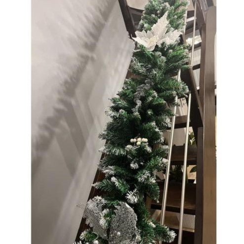 Ghirlanda decorativa de brad, Zola, pentru Craciun, varfuri albe de zapada, 270 x 29 cm