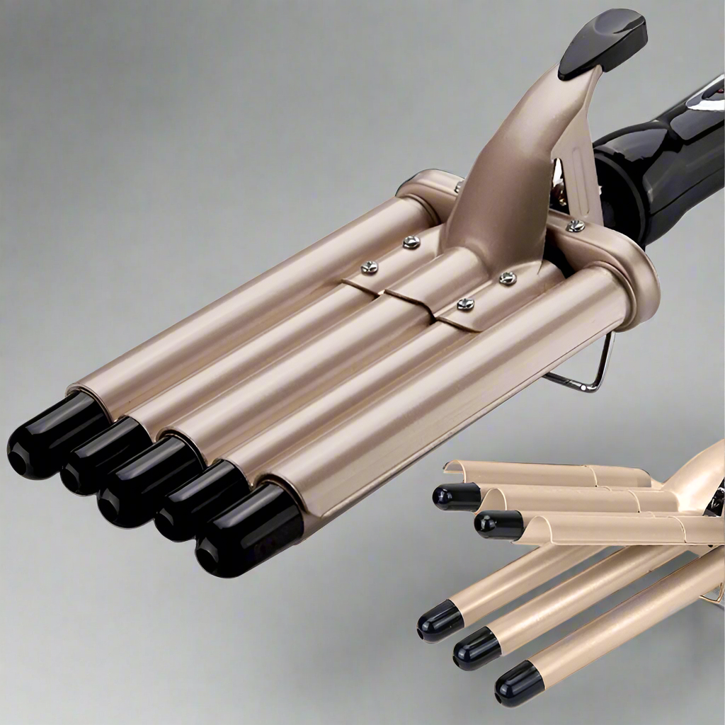 Ondulator pentru par, UBX®, cu 3 elemente ceramice, bucle retro, teperatura 180-210 °C, crem