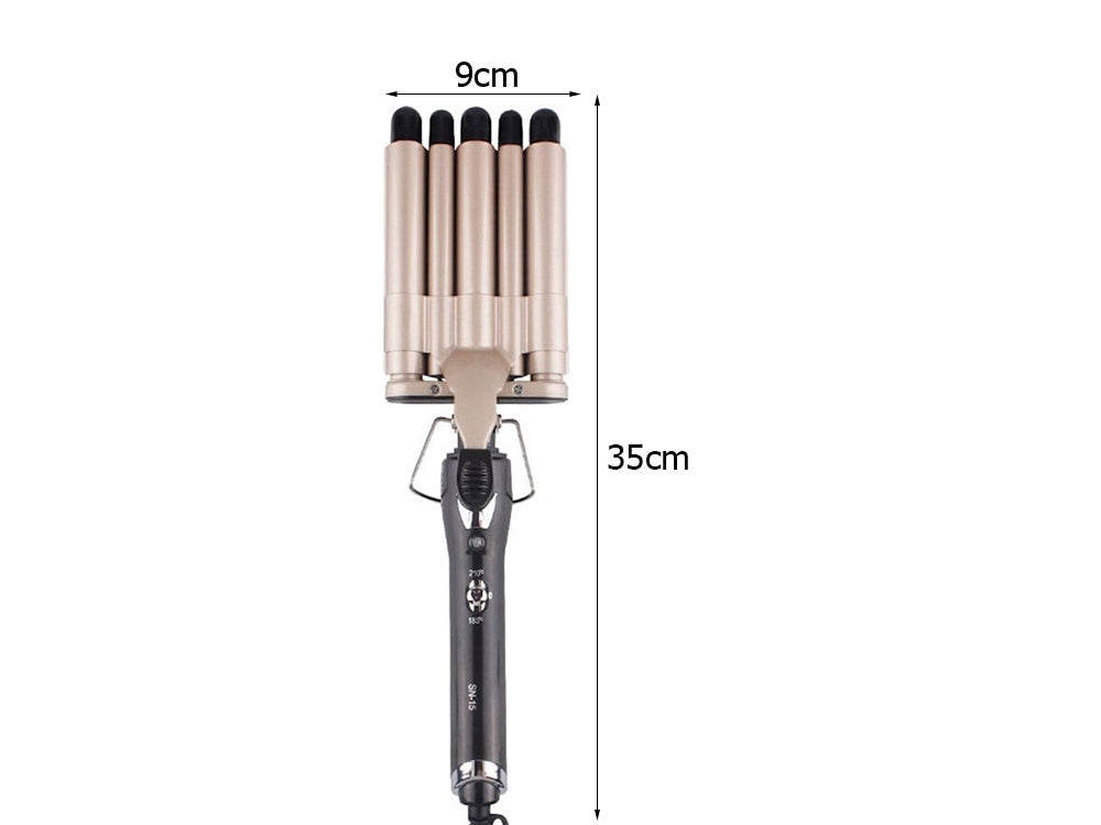 Ondulator pentru par, UBX®, cu 3 elemente ceramice, bucle retro, teperatura 180-210 °C, crem