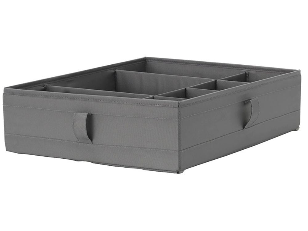 Organizator de sertare, Zola, pentru haine si lenjerie intima, cu 7 compartimente, 44x34x11 cm, gri