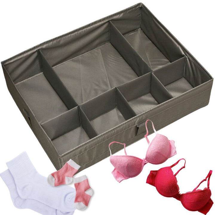 Organizator de sertare, Zola, pentru haine si lenjerie intima, cu 7 compartimente, 44x34x11 cm, gri