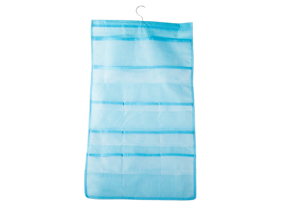Organizator tip umeras cu doua fete, Zola®, pentru lenjerie de corp, stutiene/ chiloti/ sosete, 22 compartimente, albastru