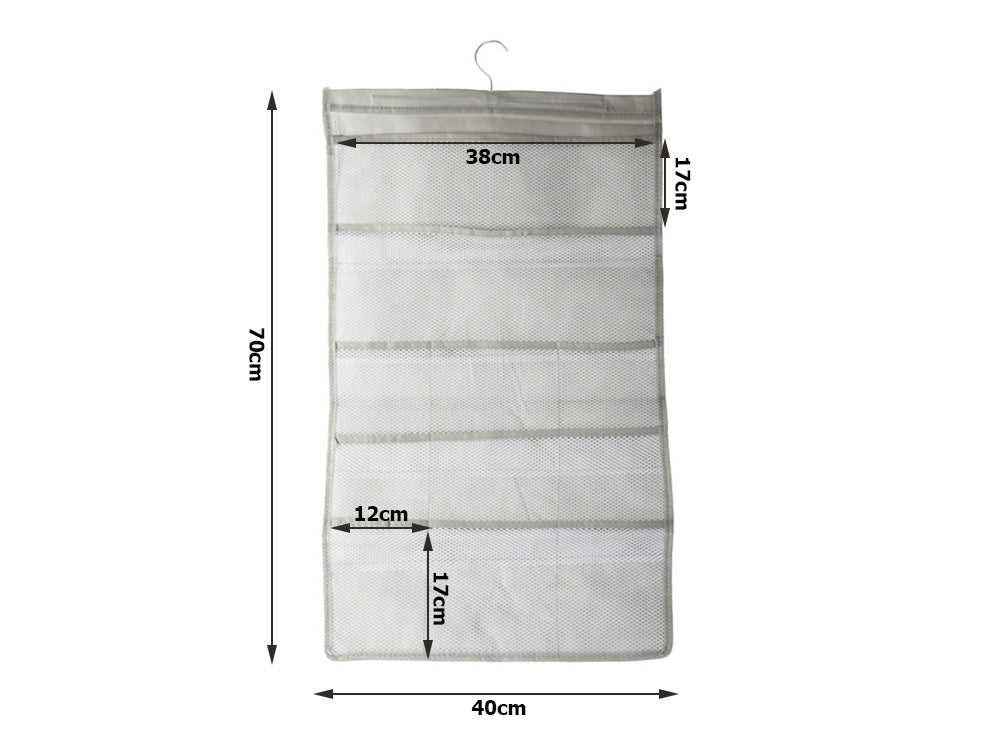 Organizator tip umeras cu doua fete, Zola®, pentru lenjerie de corp, stutiene/ chiloti/ sosete, 22 compartimente, gri