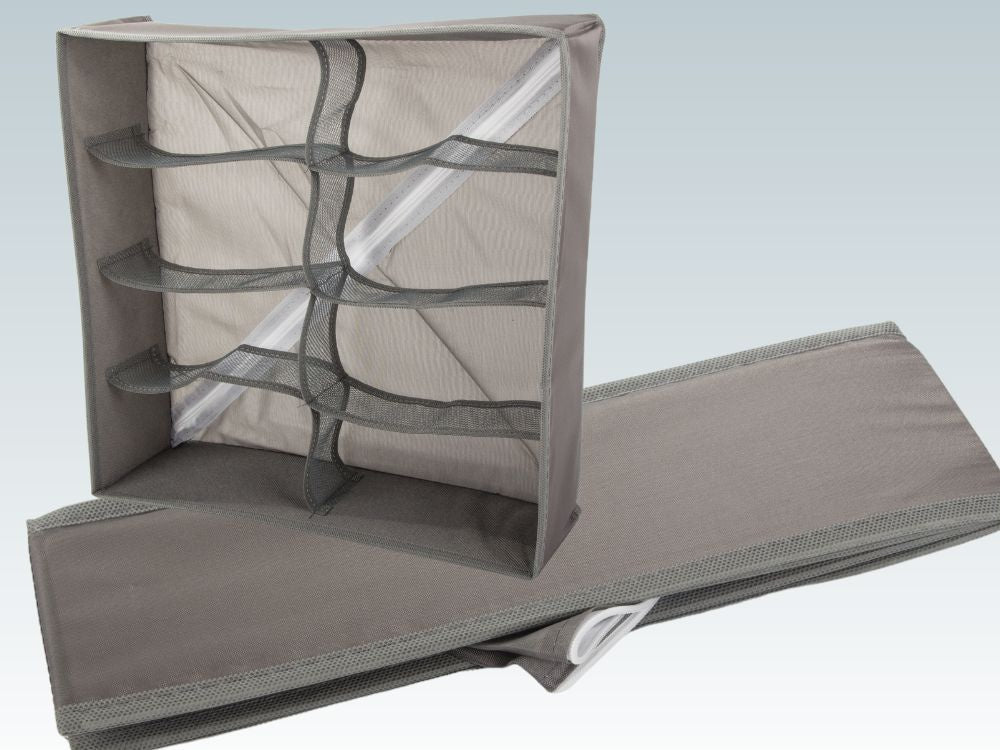 Organizator de sertare, Zola, pentru haine si lenjerie intima, cu 8 compartimente, 32x32x10 cm, gri
