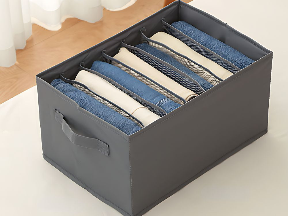 Organizator pentru haine, Zola, 9 compartimente, 36x25x20 cm, gri