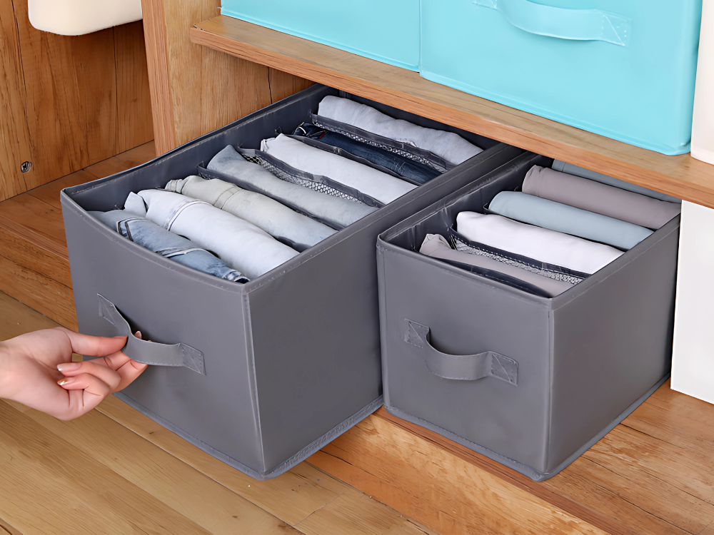 Organizator pentru haine, Zola, 9 compartimente, 36x25x20 cm, gri