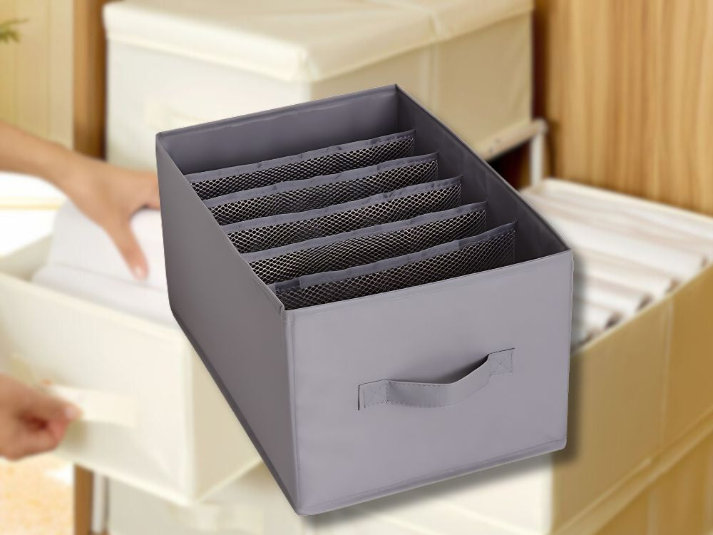 Organizator pentru haine, Zola, 9 compartimente, 36x25x20 cm, gri