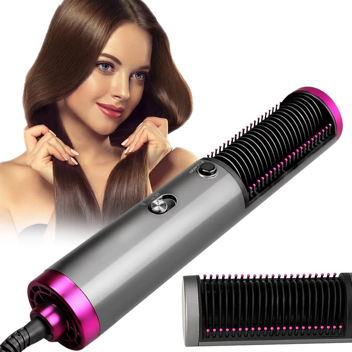Perie uscator de par, Zola®, cu 3 programe, 800 W, 220 V, gri/roz, 28x5 cm