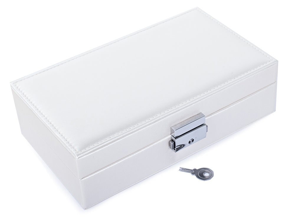 Cutie de bijuterii, Zola®, multicompatimentata, 21x12x6 cm, piele ecologica alba