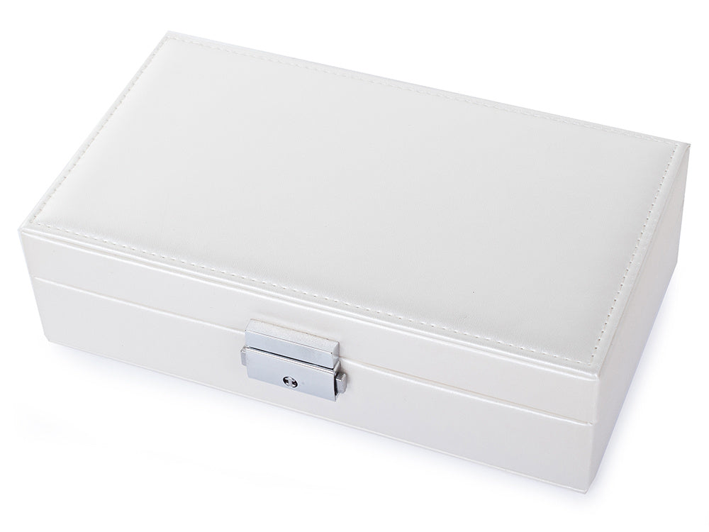 Cutie de bijuterii, Zola®, multicompatimentata, 21x12x6 cm, piele ecologica alba