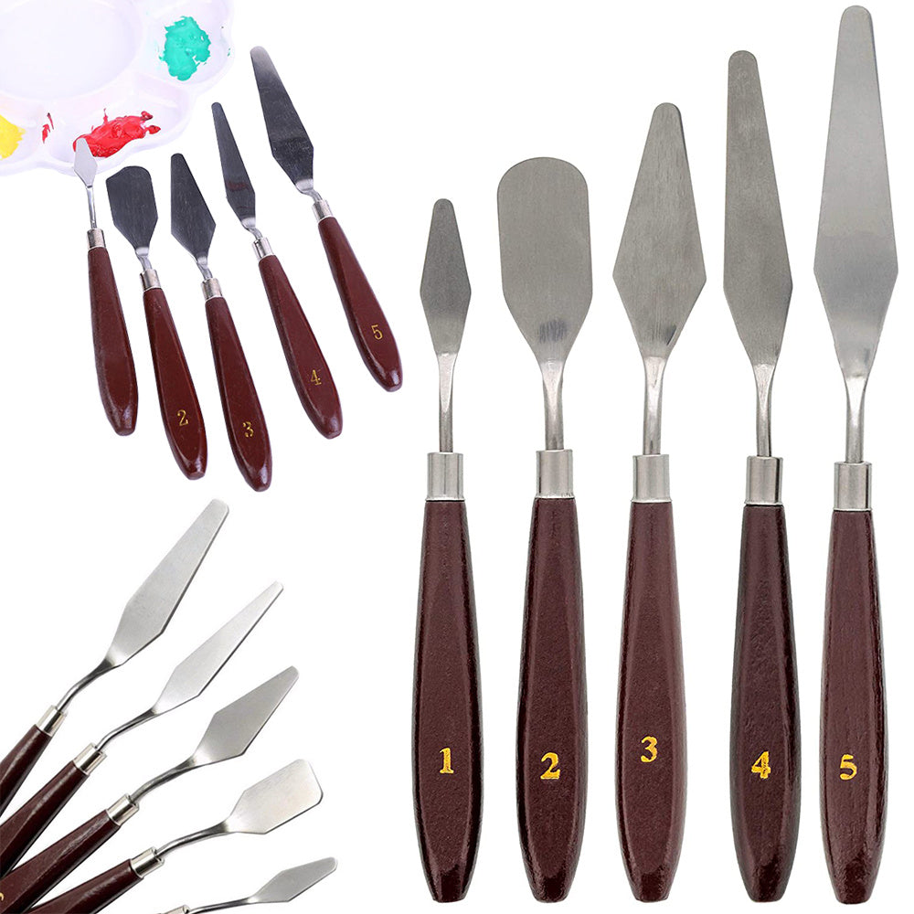 Set spatule pictat,  Zola®, 5 bucati, marimi diferite,  ideal pentru vopsea, ulei sau acrilic