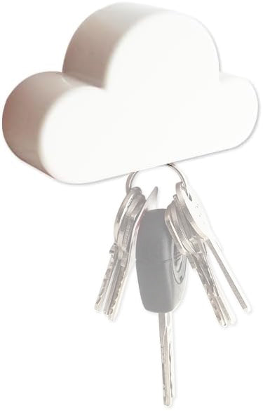 Suport pentru chei si obiecte metalice,  Zola®, magnetic, in forma de nor, alb, auto-adeziv, 10x3x5.5 cm