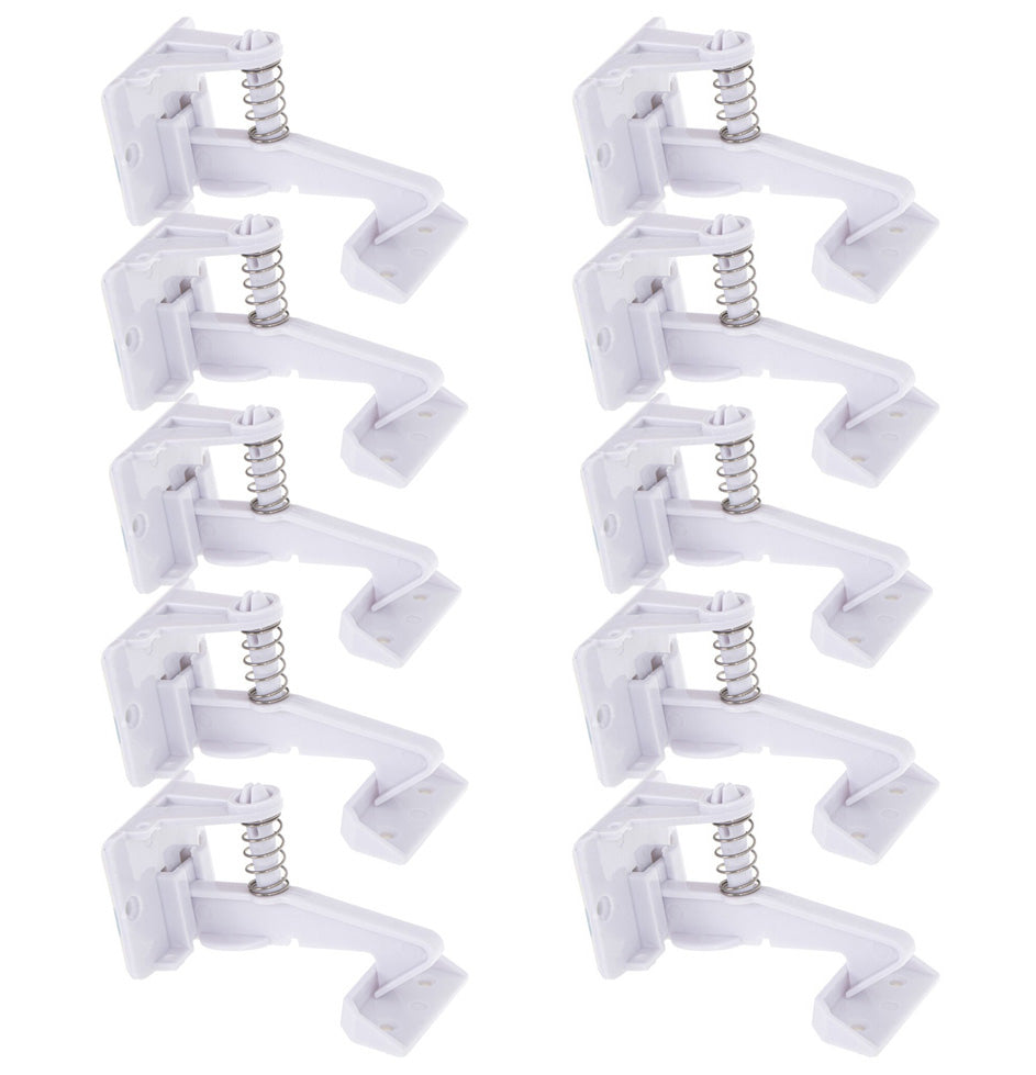 Set 10 sigurante pentru protectia copilului, Zola®, de interiorul sertarelor, din plastic, albe