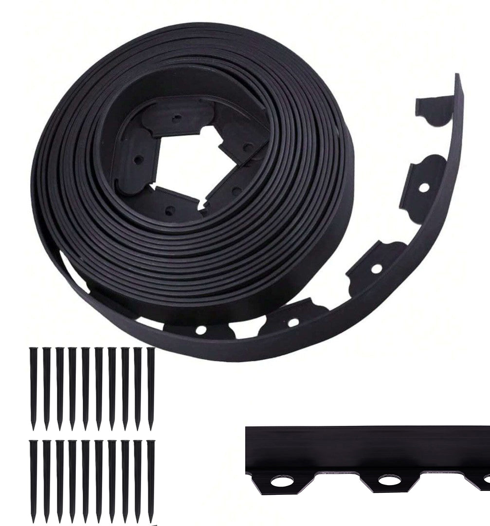 Kit bordura gazon, Zola, 20 ancore incluse, polipropilena, latime 4 cm, lungime 10 m, negru