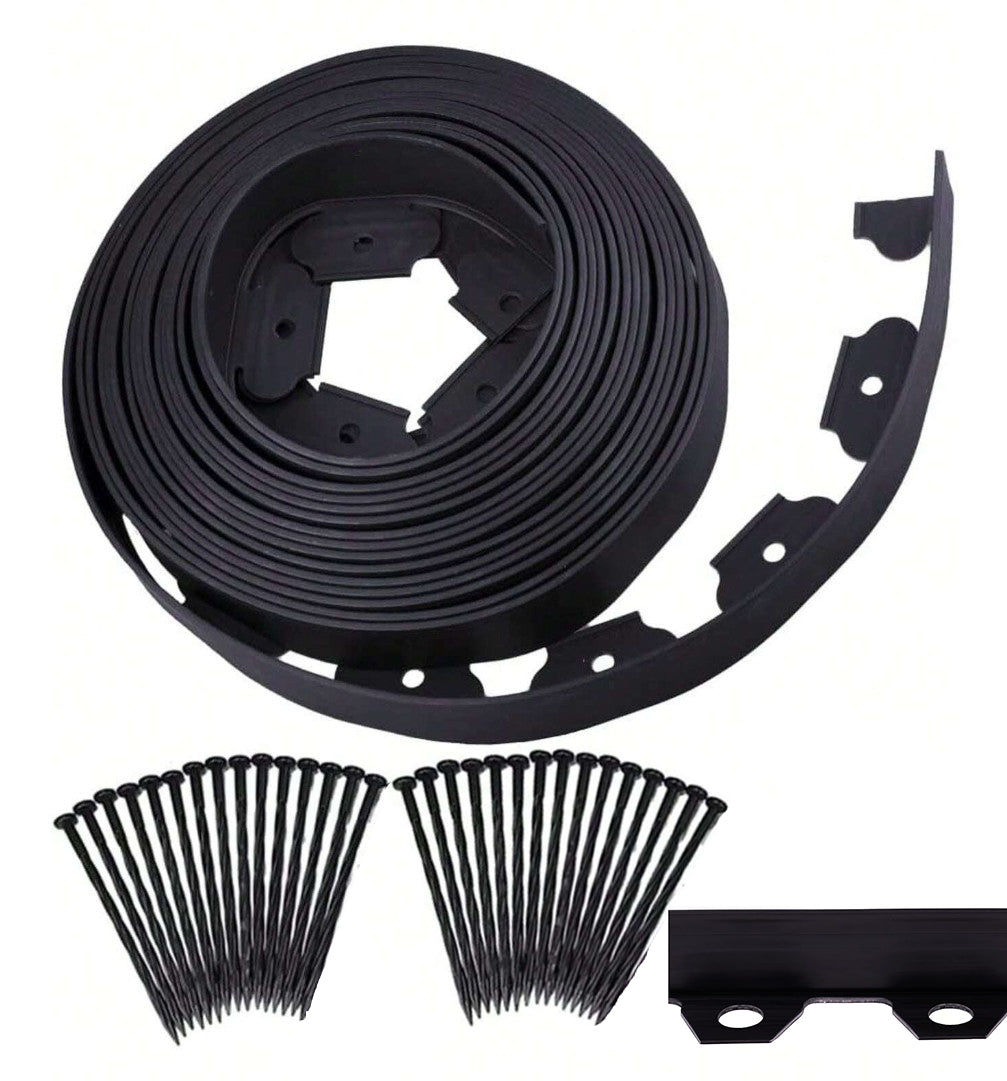 Kit bordura gazon, Zola, 30 ancore incluse, polipropilena, latime 4 cm, lungime 20 m, negru