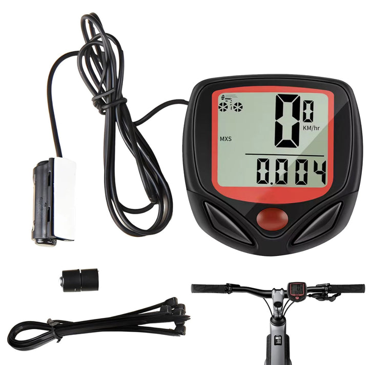 Computer bicicleta cu fir, Zola, 15 functii, ecran LCD, impermeabil, compatibil 16-28, 4.6x4.6 cm