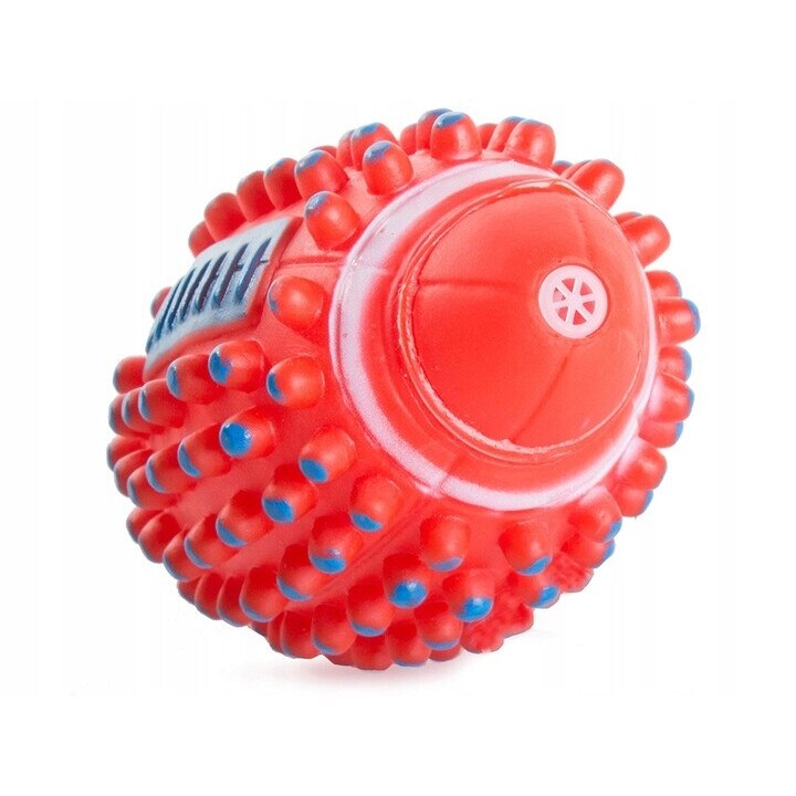 Jucarie pentru caini, Zola®, minge rugby, sunet, 12 cm, roz-rosu